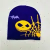 Gorro Jacquard Transfronterizo Gorro de Punto Gorro Cálido con Protección para los Oídos Moda Casual Gorro para el Frío Sombrero Popular Europeo y Americano Telaraña Halloween