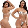 Estilo Europeu e Americano Lingerie Sexy Body Decotado nas Costas Três Peças Macacão 7003