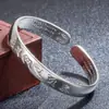 Moda Boca Abierta Pulsera de Corazón Plateado Sutra Budista Departamento Budista Alabanza Bendición Sincera Seis Caracteres Verdad Pulsera de Alabanza Meticulosa Pulsera