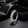 Anel Xuping com pedras artificiais ovais coloridas incrustadas, anel de liga de cobre estilo ins em cores doces e vibrantes para mulheres