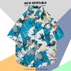 Camisa Floral de Vacaciones en la Playa para Hombre de Manga Corta Ins Atractivo Hawaiano Pareja Holgada Camisa de Manga Corta/Media de Playa