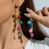 Acessórios Europeus e Americanos, Moda Japonesa e Coreana Brincos Longos de Acrílico com Franjas, Brincos de Flor Rosa com Temperamento Doce e Fresco