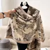 Cachecol echarpe floral imitação de cashmere para mulheres, versátil e quente para outono e inverno, cachecol longo de dupla face para uso duplo com toque de alta qualidade