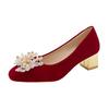2025 Novos Sapatos de Casamento Sapatos de Noiva Vermelhos Salto Agulha Verão Feminino Novo Brinde Estilo Chinês Xiuhe Roupas Sapatos de Casamento