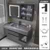 Lavabo integrado de Corian de tacto suave y lujoso, combinación de mueble de baño inteligente y sencillo, mueble de baño y lavabo integrados