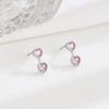 Brincos de Prata de Lei S925 em Forma de Coração com Diamantes Coloridos, Joias Versáteis de Alta Qualidade, Brincos Roxos em Forma de Coração, Acessórios de Luxo Leve para Piercing na Cartilagem