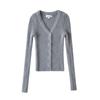 Cardigan de Lã Tricotado Curto de Gola V de Botão Único Estilo Europeu e Americano Nova Coleção Primavera 2022 Feminino Manga Longa Slim