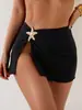 2026 Falda Cubre Traje de Baño Color Sólido Transfronteriza con Accesorios de Conchas Metálicas Falda Pareo de Playa Delantal Cubre Bikini