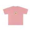Camiseta de Manga Corta Pesada 100% Algodón para Hombre, 220g, Corte Holgado, Talla Grande, Estampado de Huevo Pochado, Estilo Retro Americano, Top de Moda para Hombre