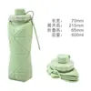 Taza de Agua Plegable de Silicona Transfronteriza Portátil para Exteriores Retráctil Asa Deportiva Botella de Agua con Diamantes Tetera