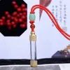 Pequena Garrafa Transparente Oca Pingente de Caixa de Medição Contendo Relíquia de Cinábrio Pingente de Garrafa Colar de Estilo Étnico para Mulheres e Homens Joias da Moda