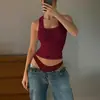 Moda feminina europeia e americana transfronteiriça, nova coleção de verão 2026: top regata feminino da moda, estiloso e sexy, com decote U, cor sólida, corte justo, costas nadador e cropped