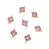 Cobre Relleno de Oro de 18K Cristal Circonita Borde Trébol de Cuatro Hojas Doble Colgante Accesorios Colgante Hecho a Mano DIY Accesorios para Joyería Venta al por Mayor