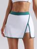 Traje de Yoga Sexy de Color de Contraste Desnudo Falda de Tenis para Mujer Sujetador Deportivo Ajustado sin Espalda Ropa Interior de Tirantes para Fitness