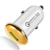 Cargador de coche de carga rápida de un solo puerto de 18W QC3.0 tapa de hongo pequeño con recubrimiento cromado cargador de coche de carga rápida