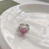 Cor de metal irregular Zircon Love Ring Nicho Feminino Design ins Finger Ring Abertura Anel Ajustável