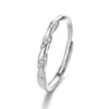 Nuevos Anillos de Pareja Mobius de Plata S999, un Par de Anillos Abiertos Sencillos Incrustados con Diamantes para Hombres y Mujeres, Regalo de San Valentín