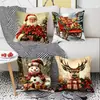 Nueva Funda de Cojín Estilo Navideño Papá Noel Impresión Digital Multiescenario Hogar Decoración Suave Cojín Festivo Funda de Cojín