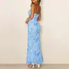 Vestido bodycon de tubo sin hombros bordado tridimensional estilo europeo y americano de Amazon, vestido bordado para vacaciones, vestido de noche bordado floral