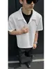 Camisa Polo Falsa de Dos Piezas Estilo Americano, Camiseta de Verano para Hombre de Manga Corta con Remaches, Diseño Desestructurado de Hombro Normal, Diseño Resistente de Media Manga