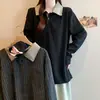 Moda Feminina Plus Size Primavera 2026 Estilo Chanel Retrô Padrão Espinha de Peixe Camisa Top Emagrecedor
