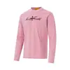 WT710 High Street Estilo Neutro Americano Diseño de Letras Retro Estampado Versión Ajustada Tendencia Urbana para Hombre Camiseta de Manga Larga Capa Base
