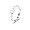 Anillo Trenzado Retorcido de Mariposa Pequeño de Plata de Ley S925 para Mujer, Estilo de Personalidad de Nicho de Lujo Ligero Estilo Mejor Amiga Anillo Abierto Apilable