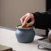 Cenicero doméstico vintage con tapa anti-ceniza, cenicero de estilo antiguo para mesas de té y salas de estar, hecho de cerámica de ceniza y cerámica gruesa