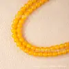 Tiras con Cuentas de Ágata Amarilla Natural para Joyería DIY con Cuentas Sueltas Productos Semi-Terminados Agujero Completo Venta al por Mayor en Stock Cuentas Redondas de Ágata