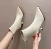 Otoño 2026 Estilo Coreano Nuevo Llegada Botines de Tacón de Aguja Punta Fina Botas para Adelgazar de Tacón Medio y Alto Botas Chelsea Elegantes de Nicho para Mujer