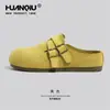 Meias-pantufas Femininas de Exterior Estilo Birkenstock Retrô Global Primavera 2026 Novo Modelo Sapatos Preguiçosos Sapatilhas Plataforma com Solado Grosso Aumentadoras de Altura