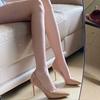 Sapatos profissionais de deusa! Salto agulha pontiagudo das mulheres preto sexy comutador boca rasa puro nude sapatos de camada única moda feminina
