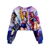 Grupo Cazador de Brujas K-Pop Patrón Impresión 3D Transfronterizo Nuevo Sudadera Corta Casual para Chicas Venta Directa de Fábrica