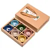 Juego de Tazas Maestras Horneadas Juego Completo Caja de Regalo Cerámica Esmalte de Grietas de Hielo Taza de Té Taza de Té Kung Fu Agrietada Taza de Degustación de Té Pequeña