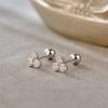 Clavo de Oreja de Plata S925 para Mujer Geométrico Simple Incrustado de Diamantes Moda Clavo de Hélice para Cartílago Auricular Joyería de Oreja Transfronteriza