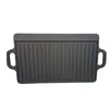 Sartén Parrilla Teppanyaki de Hierro Fundido para Uso en Casa y al Aire Libre, Parrilla Rectangular para Barbacoa para Bistec, Pulpo y Carne, Sartén Parrilla de Doble Cara para Uso con Gas