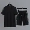 Camiseta de Manga Corta de Seda de Hielo para Hombre Conjunto de Dos Piezas Shorts Pantalones de Tres Piezas Traje Casual Camiseta Deportiva Traje de Hielo