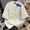Camiseta de Manga Corta con Tie-Dye Chic de Moda Estilo Americano de Algodón Puro de Peso Pesado para Hombres y Mujeres, Verano Holgada Adelgazante Cuello Redondo Top de Pareja