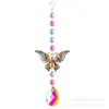 Atrapasoles de Cristal con Diamantes, Libélula Roja, Mariposa Colorida Adorno Colgante para Coche DIY, Carrillón de Viento Arcoíris para Jardín Exterior, Suministro Transfronterizo