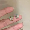 Brincos de Zircônia Turquesa, Pequenos e Delicados, Versáteis, Brincos de Margarida Estrela Retrô e Estilosos, Brincos Retrô Super Brilhantes