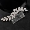 Pente de cabelo de noiva simples europeu e americano transfronteiriço em forma de onda Strass Alloy Leaf Multi-tooth Comb Banquet Acessórios