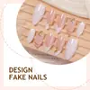 Venta Caliente Transfronteriza Uñas Portátiles al por Mayor Francesas 3D Pegamento Concha Forma Almendra Puntas de Uñas Portátiles Sensación de Alta Gama Uñas Postizas