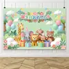 Estilo ins Tecido de Fundo para Aniversário Japonês Impressão de Alta Definição Animais de Desenho Animado Balões Tecido de Fundo para Decoração de Festa