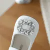 Sapatos de princesa de couro com bico quadrado e strass estilo francês para meninas, novidade outono 2026, casuais, versáteis, moda, sapatos para performance de dança