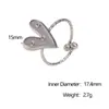 Anillo Popular Europeo y Americano de Acero de Titanio Chapado en Oro de 18 Quilates Corazón de Diamante Anillo Abierto Sin Decoloración Lujo Accesible Joyería de Mano de Acero Inoxidable