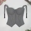 Patrón espiga retro, sofisticado y elegante, top ajustado con cintura ceñida y efecto push-up, una prenda exterior de moda, corsé de espiga estilo francés