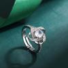 Anillo de Diamante Giratorio de Trébol de Cuatro Hojas para Mujer 1 Quilate Zircón Anillo Vivo para Mujer Suministro Vivo Elegante Joyería de Mano Piedra Preciosa