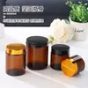 Frasco de Crema Marrón, Botella Dispensadora de Cosméticos a Prueba de Luz, Frasco de Vidrio para Crema Facial y Contorno de Ojos, Frasco Sellado Marrón para Muestras de Pomada