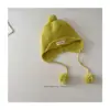 2025 Novo Estilo Coreano Chapéus de Tricô com Proteção de Orelha para Meninos e Meninas Chapéus de Lã Cor Sólida Chapéus Quentes com Proteção de Orelha Tendência Infantil