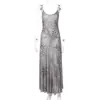Estilo Europeo Verano Nuevo Ropa de Mujer Estampado de Leopardo Sexy Malla Transparente Empalmado Tirantes Finos Mono Vestido